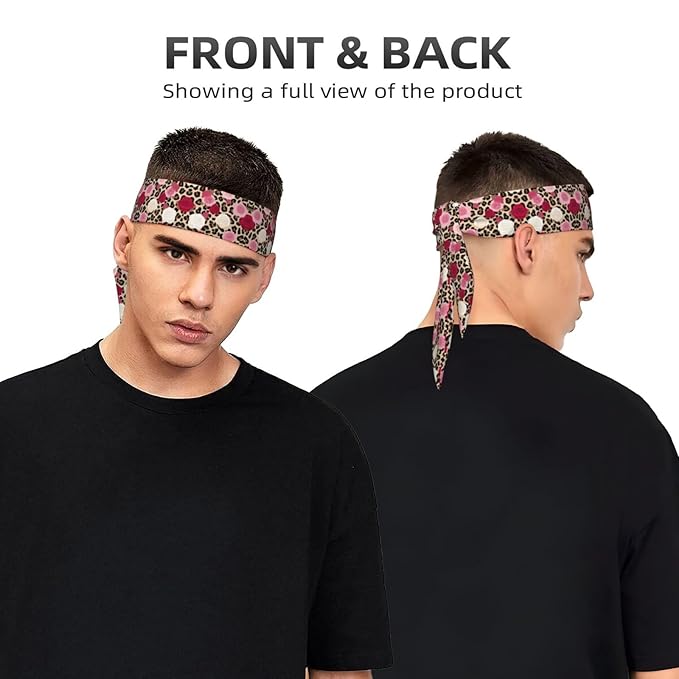 Men's Women Animal Rose Flowers Cheetah Leopard Print Floral Sports Sweat Band Multi Style Fashion Head Ribbon Headwear for Yoga Fitness Shower
