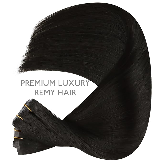 WENNALIFE Invisi Edge & Classic Seamless Clip in Hair Extensions Real Human Hair, 18 Inch 130 7pcs Natural Black Hair Extensions for Women Invisible Straight Injection Extensiones de Cabello Humano