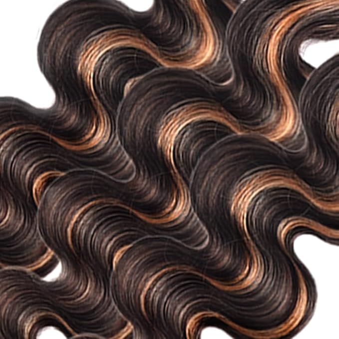 26 28 30 Inch P1B30 Human Hair Bundles Highlight Body Wave Bundles 2 Tone Black and Light Brown Bundle Niegmeag Hair Peruvian Unprocessed Virgin Hair Extensions