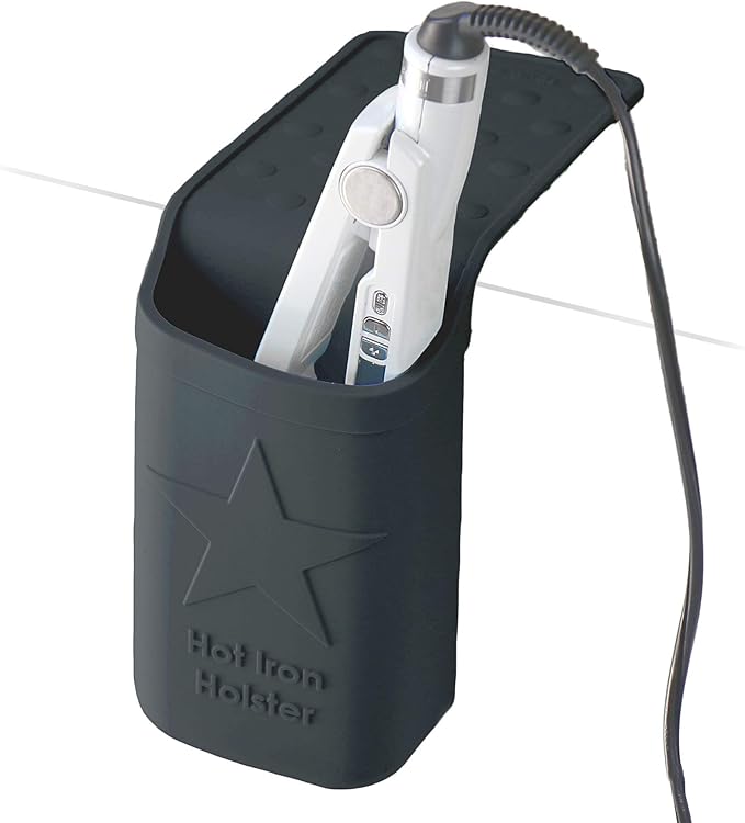 Hot Iron Holster | Adhesive-Free Silicone Storage Pocket for Organization and Travel | Heat Resistant to 500°F | Ideal for Curling Irons, Hair Straighteners, and other Hot Tools
