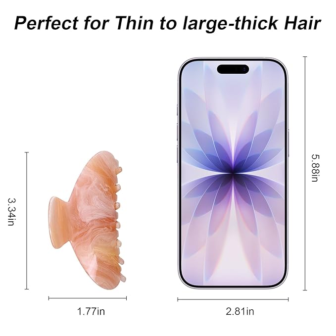 4 Pack Large Acrylic Hair Claw Clips for Women Girls, Cute Banana Barrettes Clips for Thick Thin Hair