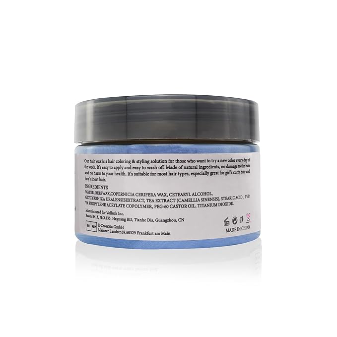 Blue Hair Color Wax Pomades 4.23 oz - Natural Hair Coloring Wax Material Disposable Hair Styling Clays Ash for Cosplay, Party (Blue)