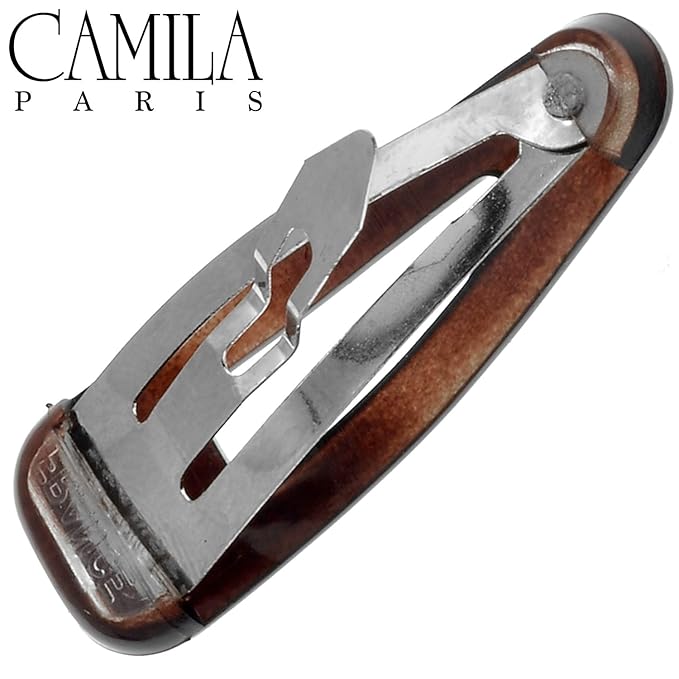 Camila Paris CP1309/2 French Hair Barrettes Clips, Snap Hair Slides Clic Clac for Women, Styling Girls Side Slide-in Metal Pin Hair Accessories for Women. Strong Hold, No Slip Grip, Made in France