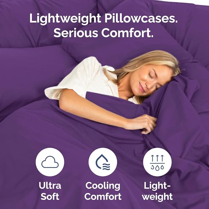 King Pillow Cases Set of 10 - Ultra Soft Hotel Quality Pillowcase Covers - Comfy & Wrinkle Free - Shrink, Stain and Fade Resistant - Easy-Care, Machine Washable Pillow Protectors - 10 Pcs Set - Purple