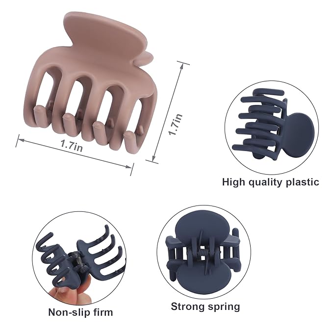 6 Pcs Hair Clips Small Claw Clips for Thin Hair Medium Matte Non-slip Hair Accessories for Women and Girls (Brown Grey)
