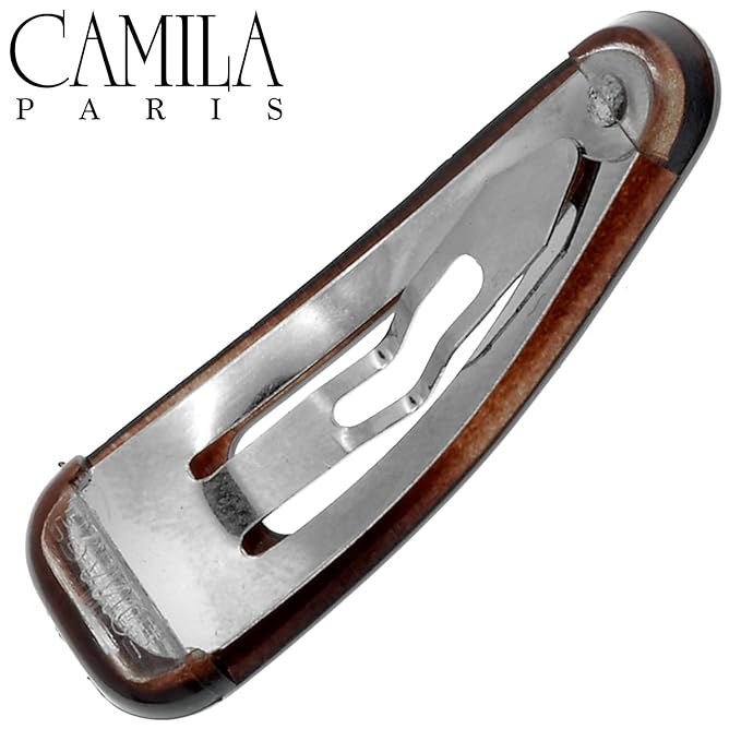 Camila Paris AD89/2 French Hair Barrettes Clips, Snap Hair Slides Clic Clac for Women, Styling Girls Side Slide-in Metal Snap Pin Hair Accessories for Women. Strong Hold, No Slip Grip, Made in France