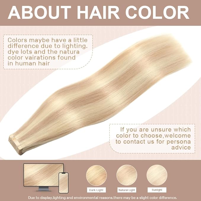 Tape in Hair Extensions Real Human Hair 24 Inch Brownish Brown to Brownish Yellow Tape for Skin Weft Hair Extension Invisible Tape in Hair Extensions Straight Remy Human Hair for Women 20pcs