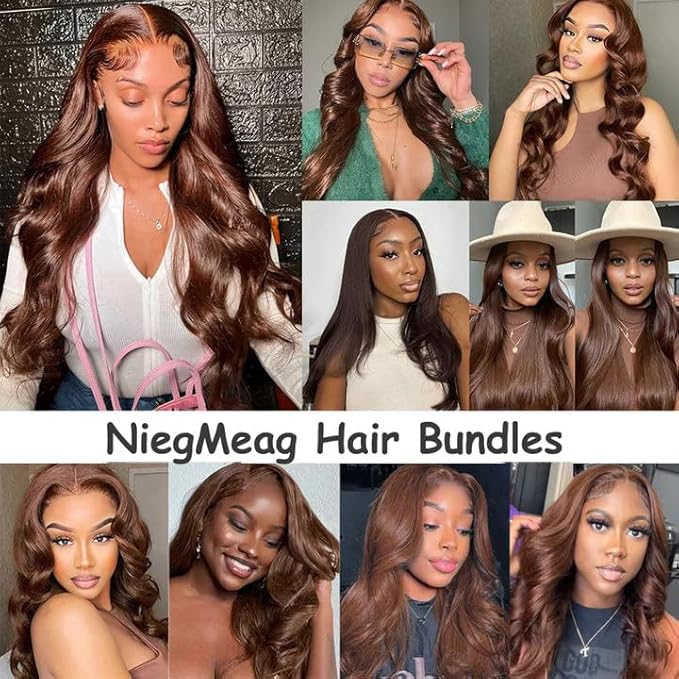 28 30 32 Inch Chocolate Brown Bundles Color 4 Body Wave Bundles Brown Human Hair Bundle Niegmeag Brazilian Virgin Remy Color 4 Bundle 300g