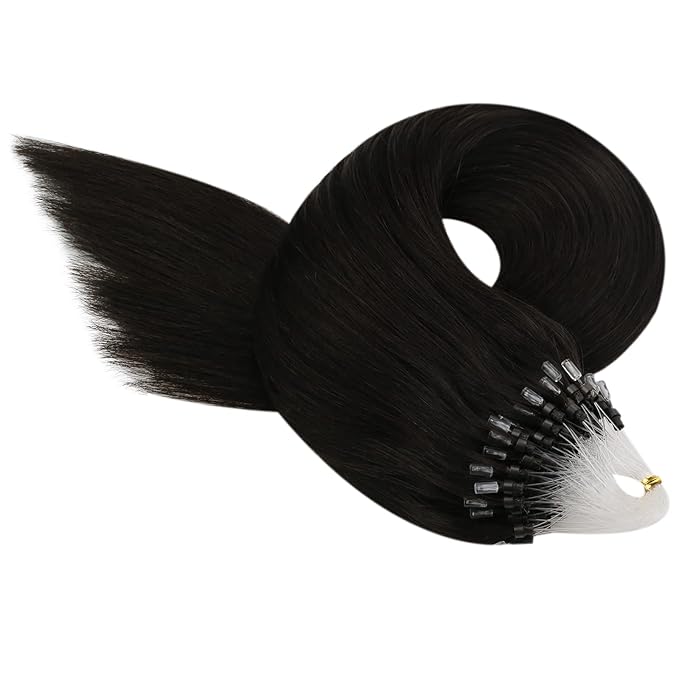 YoungSee Micro Link Hair Extensions Human Hair Dark Brown 14In Microbead Hair Extensions Darkest Brown Micro Loop Hair Extension Real Human Hair Microring Hair Extension 50s 50g Short Hair