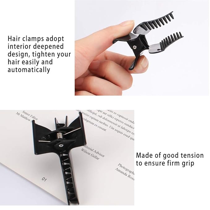 Ondder 24 Pcs Black and Pink Butterfly Hair Clips for Styling and Sectioning - Pro Claws Clamps for Cutting, Coloring - Hair Accessories for Women Girls
