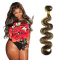 Highlight Bundles Human Hair Blonde Body Wave Bundles 28 Inch Niegmeag Brazilian Virgin Soft and Silky Remy Hair Extensions 2 Tone Black and Honey Blonde Bundle