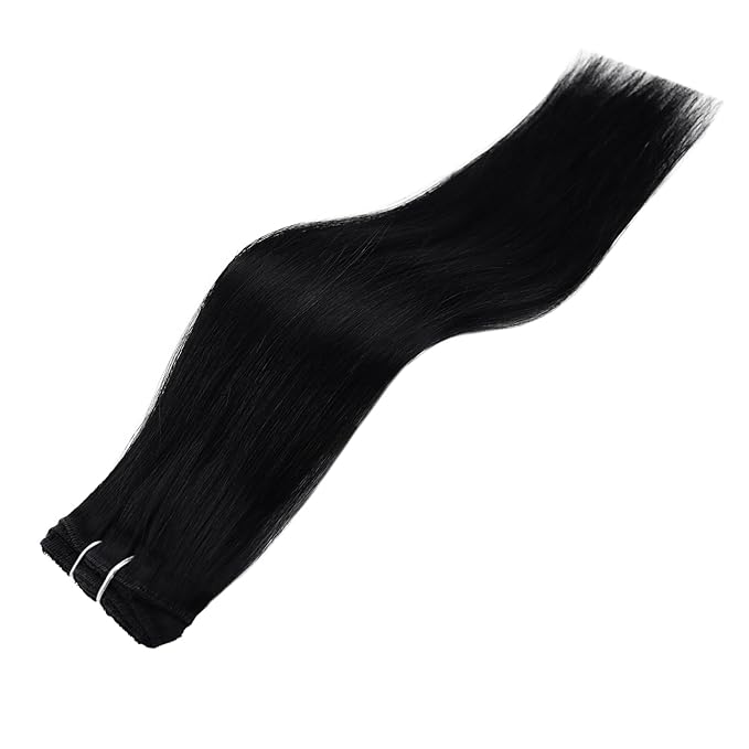 Full Shine 10 Inch Clip in Hair Extensions Jet Black Clip in Human Hair Extensions Straight Seamless Human Hair Clip ins for Thin Hair 3 Pcs 60 Grams