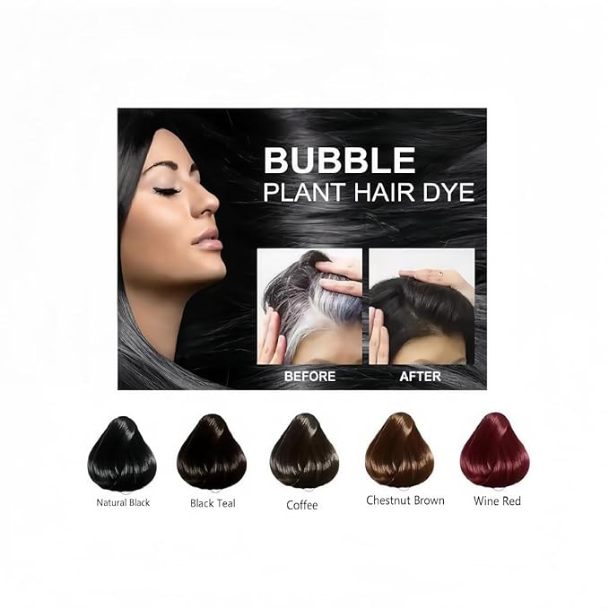 200 ML Bubble Hair Dye, Natural New Botanical Bubble Hair Dye Hair Dye Shampoo for Women Men. (Dark Brown)