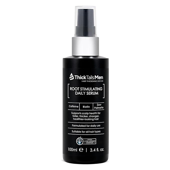 ThickTails Men’s Hair Growth Serum for Thinning Hair | Leave-In Root & Scalp Serum with Caffeine, Biotin & Saw Palmetto | Lightweight Vegan Hair Thickening Treatment, 1.7 fl oz