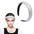 Sliver Wide Headband for Women Soft Leather Padded Headband Fashion Dressy Head Band High Elastic Comfortable Hairband Hair Accessories for Womens Hair
