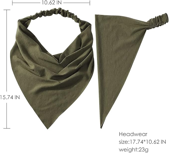6 Pack Hair Scarf Headband for Women Elastic Bandana Head Scarf Large Boho Triangle Kerchief with Clips Non Slip Scarves
