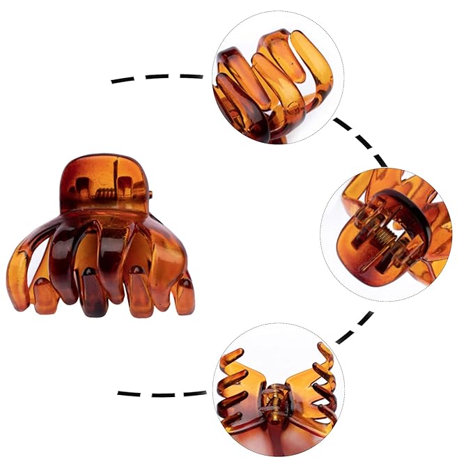 Cobahom 12 Pcs Small Claw Clips 1.2 Inch Plastic No-Slip Mini Clips for Thin Hair Styling Accessories for Women and Girls (Brown)
