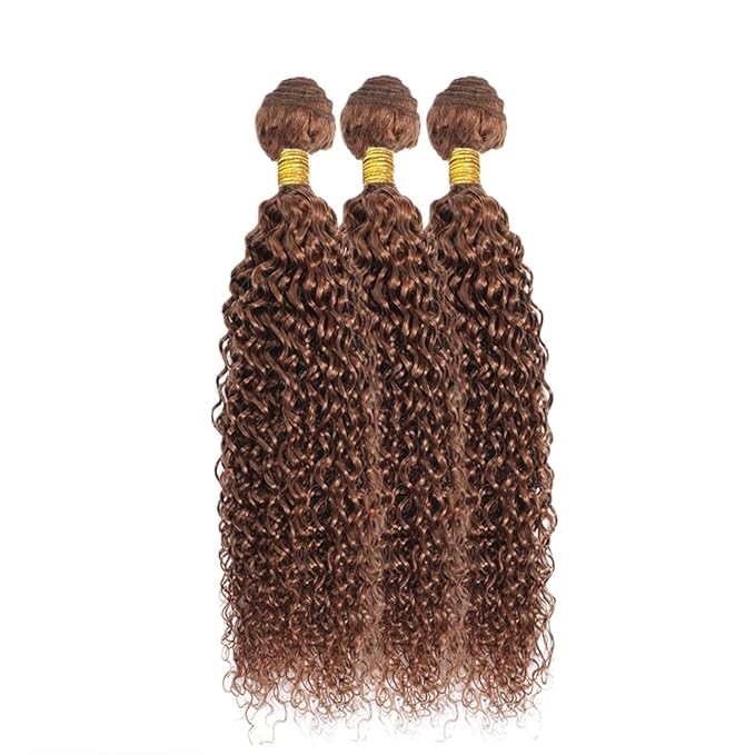 Light Brown Bundles Human Hair Color 30 Water Wave Bundles 18 20 22 Inch Niegmeag Peruvian Virgin Remy Hair Extensions Double Weft Light Brown Wet and Wavy Bundle Hair Weave 300g