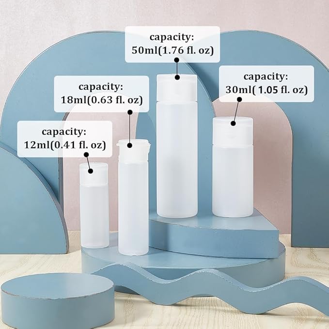 BENECREAT 10 Pack 1oz Travel Bottles Small Travel tubes Plastic Flip Cap Sample Bottle Refillable Travel Bottles for Makeup, Liquid, Cosmetic Toiletries Product