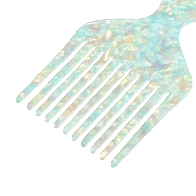 VOCOSTE Wide Tooth, Afro Hair Pick Comb, Hair Styling Tool for Men Women, Plastic, Green, 4.8 Inch