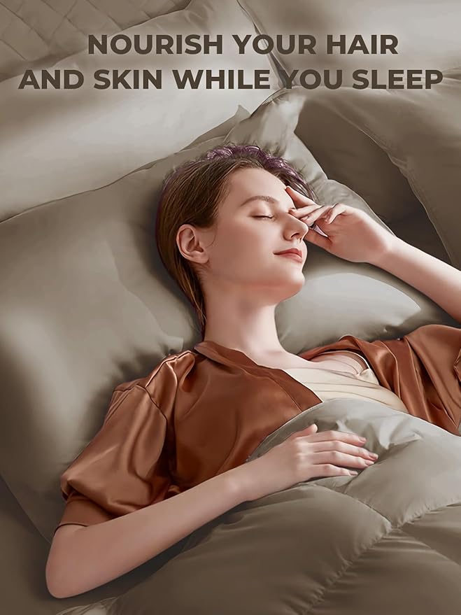 Mulberry Silk Pillowcase for Hair and Skin, SGMSILK 22 Momme Natural Silk Pillow Cases with Zipper, 6A Soft and Smooth Single Sided Pure Silk Pillow Cover (Dark Brown, King 20"x36")