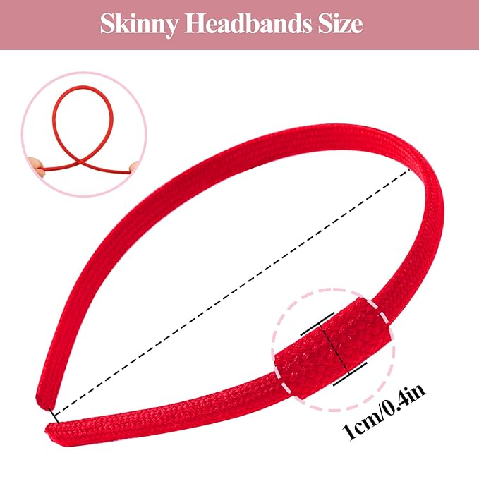 12 Pcs Thin Headband for Women,Skinny Headbands,Thin Hair Bands for Women's Hair,No Headache Headband Pressure Slip Fabric Narrow Gentle,Slim Ouchless,for Girl Head Hairs Accessories (Multicolor)