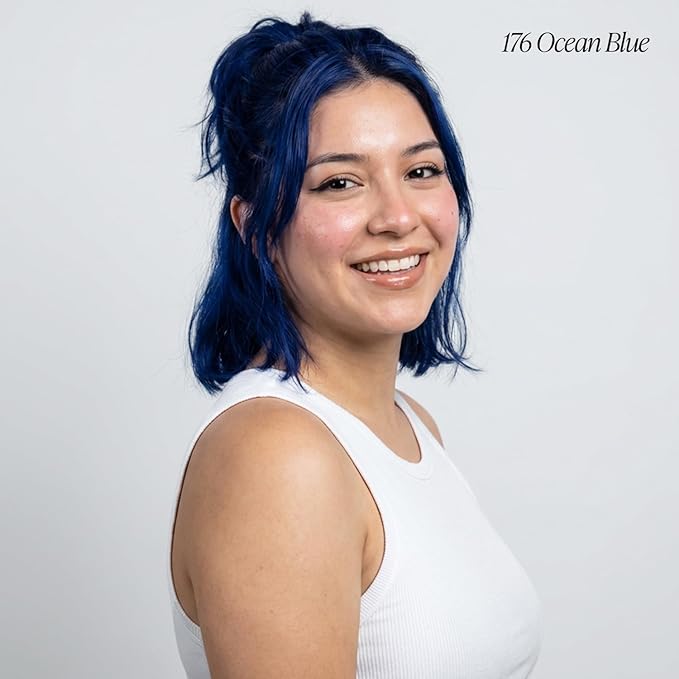 Adore Semi Permanent Hair Color (176 Ocean Blue) | Vegan & Cruelty-Free Blue Hair Dye | No Ammonia, No Peroxide, No Alcohol | 4 Fl Oz (Pack of 1)