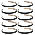 Wecoe Black Narrow Satin Headbands, 10pcs Non Slip Fashion Hair Bands for Women' Hair - Holiday & DIY Accessories