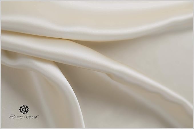 25 Momme Premium Mulberry Silk Pillowcase for Hair and Skin | Handcrafted Hypoallergenic & Anti-Acne Silk Pillow Cases with Zipper | King - 20" x 36", Vanilla Ice