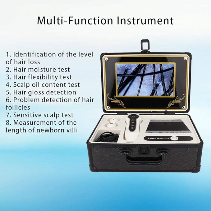 Hair Analyzer Machine, Hair Scalp Skin Oil and Analysis LCD Screen Hair Skin Analyzer Machine 50X 200X Skin Hair Scalp Detector Analyzer Microscope Skin Care Tool(US)