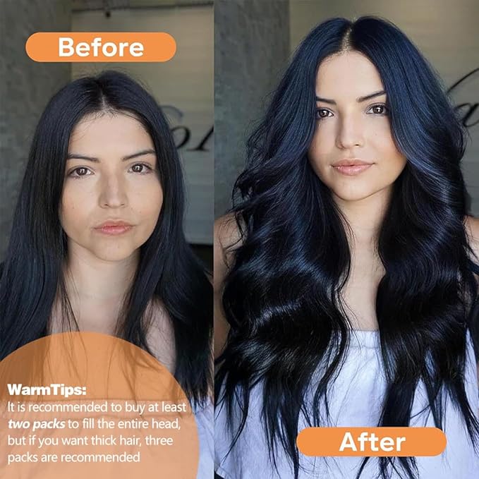 Straight Clip In Hair Extensions Real Human Hair 8Pcs Clip In Jet Black Human Hair Extensions with 18Clips Lace Weft 120g 16inch