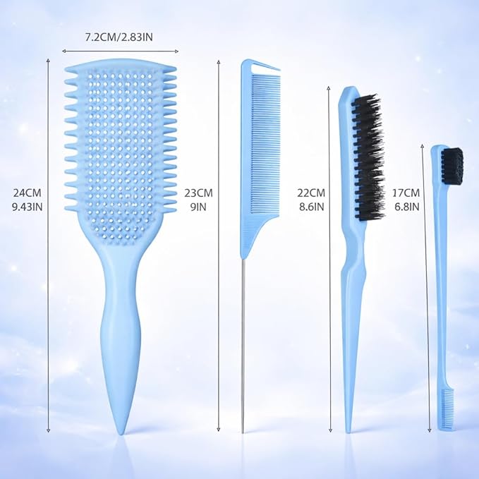 Detangler Brush for Curly Hair, Lightweight Curly Hair Brush with Vented Design for Easy Glide, Effortlessly Detangles Without Pulling or Snagging, Suitable for All Wet and Dry Hair Types (Blue)