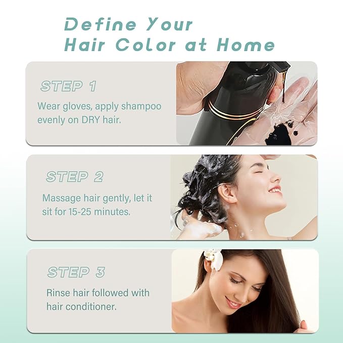 Fvquhvo Blonde Brown Hair Dye Shampoo, Coconut Dye Shampoo, Hair Color Works in Minutes, Semi-Permanent Brown Hair Dye, Champu Para Canas, Champu Para Pintar el Pelo, Easy to Use 16.90 Fl Oz