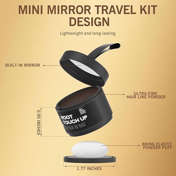 Hairline Powder (Light Cafe) - Hair Root Dye, Hair Color Shadow, Thin Hair Touch-Up Powder, 4g