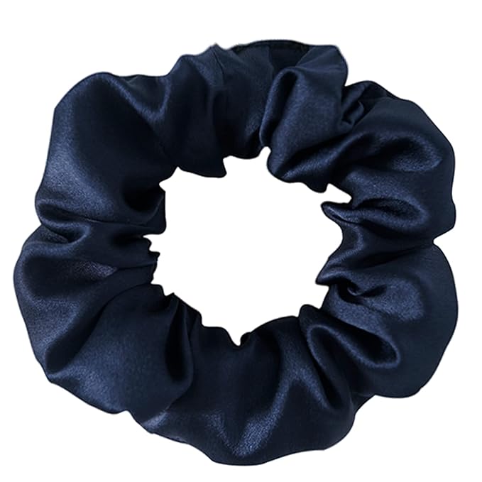 Silk Hair Scrunchie, 100% Mulberry Silk, Navy Blue, No Damage for Frizz Prevention, Sleep Scrunchie for Women-1pcs