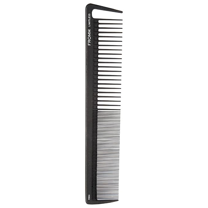 Fromm Limitless 7.5" Carbon Basin Comb with Rounded Tips and Sectioning Tooth for Cutting, Sectioning, Styling, and Detangling, Heat Resistant to 450°F