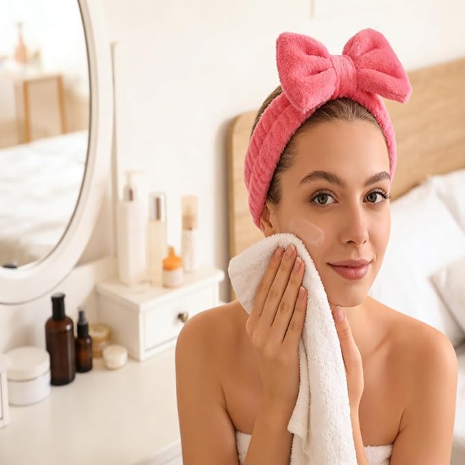 Casoty 6 Pcs Spa Headbands, Hair Holder for Washing Face, Soft Coral Fleece Makeup Headband for Washing Face, Bow Hair Bands, Skin Care Headband for Face Washing Shower Skin Care Yoga