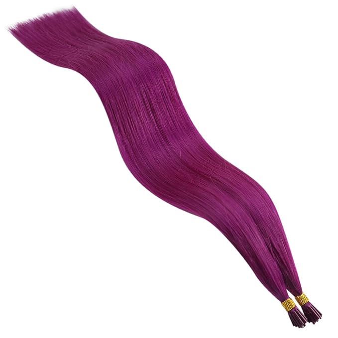 YoungSee I Tip Hair Extensions Purple I tip Hair Extensions Human Hair Purple Hair Extension I tips Extensions Real Human Hair Color-Hair 18Inch 30s 25g Experimenting with Colors