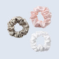 ZIMASILK 100% Mulberry Silk Hair Scrunchies – 19 Momme Elastic Silk Hair Ties for Women & Girls, Gentle No-Tug (3 Pack, Taupe, Pink, White)