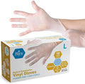 MED PRIDE Medical Vinyl Examination Gloves (Large, 100-Count) Latex & Rubber Free, Ultra-Strong, Clear Disposable Powder-Free Gloves for Healthcare & Food Handling Use