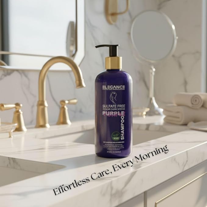 Purple Shampoo for Blonde, Silver & Highlighted Hair – Anti-Brass Toning Shampoo That Neutralizes Yellow Tones – Sulfate-Free, Vegan, Kosher, Color-Safe Formula with Collagen & Blueberry – 13.5 fl oz