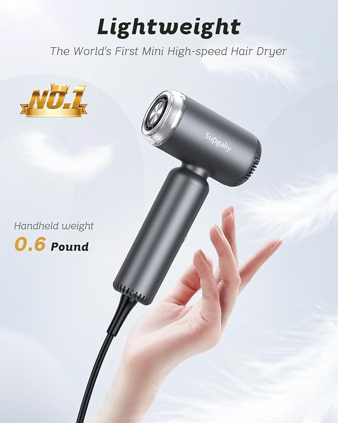 Dual Voltage Hair Dryer, High-Speed Ionic Blow Dryer for Fast Drying, Travel Compact Hair Blow Dryer with Magnetic Curly Diffuser for Home, Portable Hairdryer International 110-240V