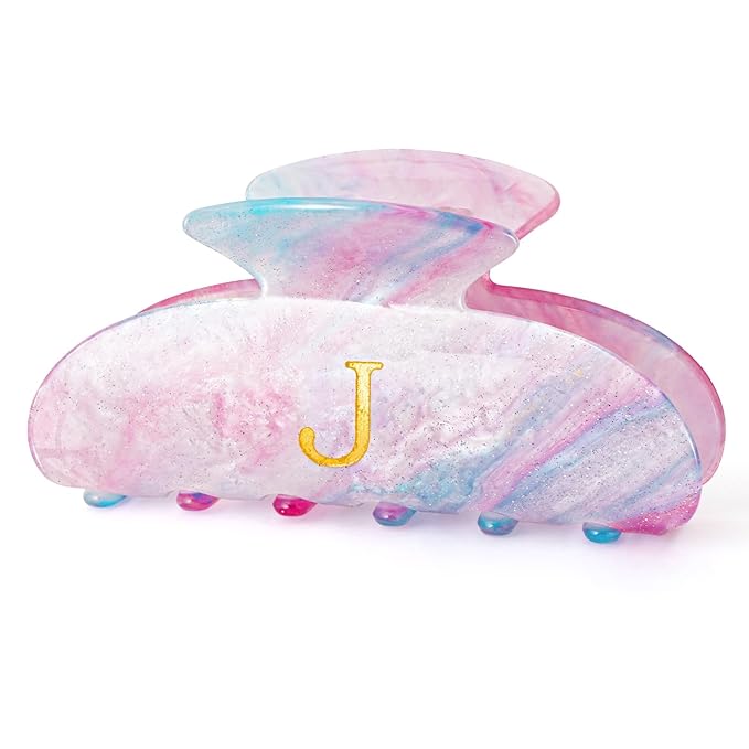 Birthday Gift for Girls Initial Hair Clips Personalized Hair Claws Teacher Gifts for 3 4 5 6 7 8 9 10 11 12 13 Year Old Girls - Lavender,J