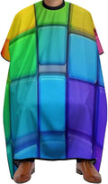 Soft Professional Hair Cutting Cape with Adjustable Closure Barber Cape Rainbow Colorful Blocks