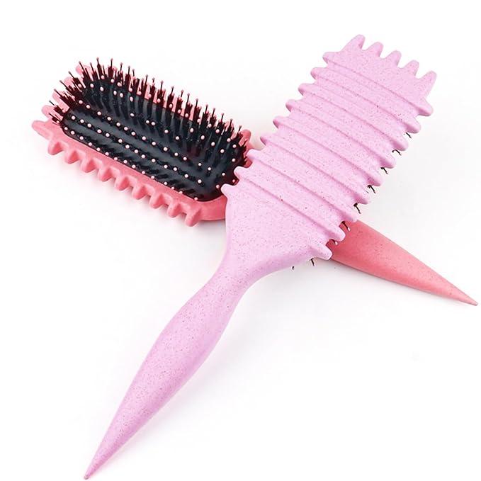 Curl Defining Brush, 1 PCS Curly Hair Brush, Brush for Curly Hair, for Combing and Shaping Men's and Women's Curls to Reduce Pulling (Pink)