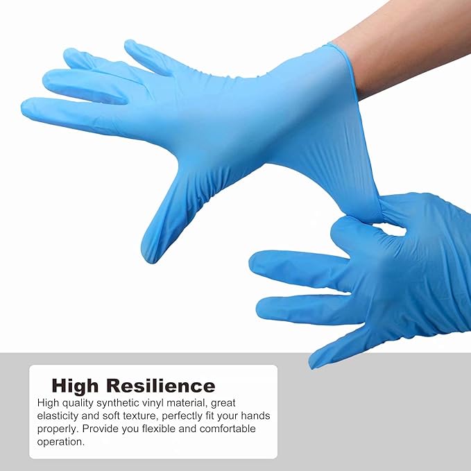 Disposable Latex Free Gloves, Nitrile and Vinyl Blend Material Disposable Gloves, Powder Free, 4 Mil Thick - Food Grade Glove,100 Pc. Cleaning Glove Small, Blue