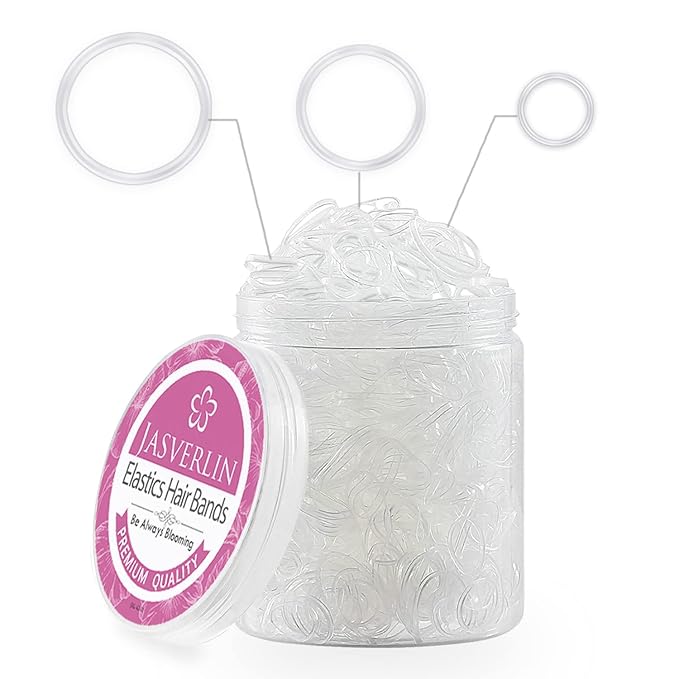 Clear Hair Elastics, 2000 Pcs Variety Pack of Small, Medium, Large Rubber Bands Ponytail Holders and Polybands for Toddlers, Girls, Women, Baby
