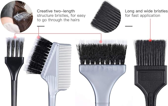 PERFEHAIR Hair Dye Brush Set -4 Pack, Hair Color Applicator Balayage Highlight Tint Brushes Comb Kit-Different Size