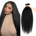 Kinky Straight Bundles Human Hair Natural Black Bundle Brazilian Virgin Soft and Silky Remy Hair 3 Bundles 22 24 26 Inch Niegmeag Double Weft Color 1B Yaki Straight Bundle 300g