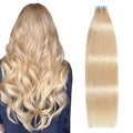 SUYYA Tape in Hair Extensions Human Hair 100% Remy Human Hair 16 inches 20pcs 40g/pack Straight Seamless Skin Weft Tape in Human Hair Extensions(16 Inch #16 Light Blonde)
